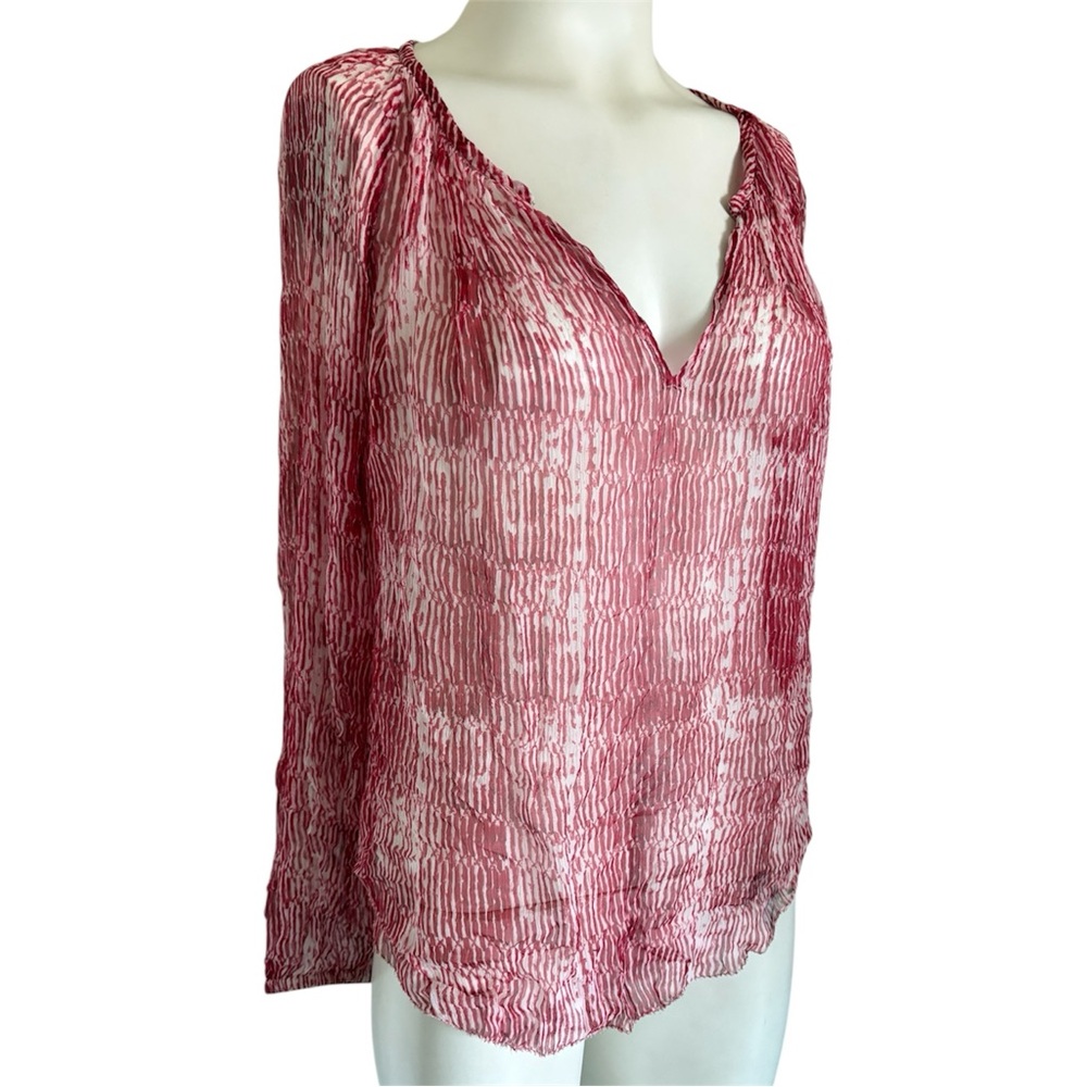 ISABEL MARANT ETOILE BLOUSE RED PRINTED SILK CHIFFON TOP Sz 38 M